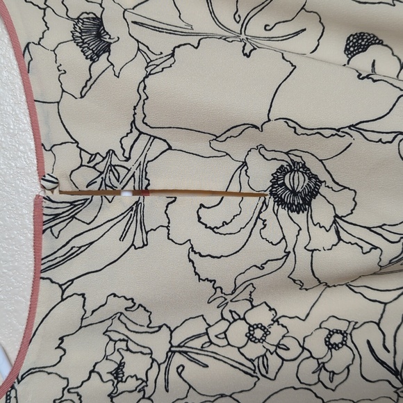 LOFT Cream and Black Floral Midi Dress Size XS - Picture 5 of 10